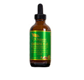Growth-Plus Hair Serum bottle on a wooden background with natural herbs and flowers, highlighting its all-natural ingredients designed for healthy hair growth.