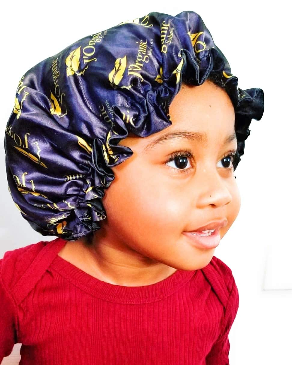 Satin Bonnet for Curly & 4C Hair – Sleep Cap for Kids & Adults, Frizz Protection | J'Organic Solutions Secondary image