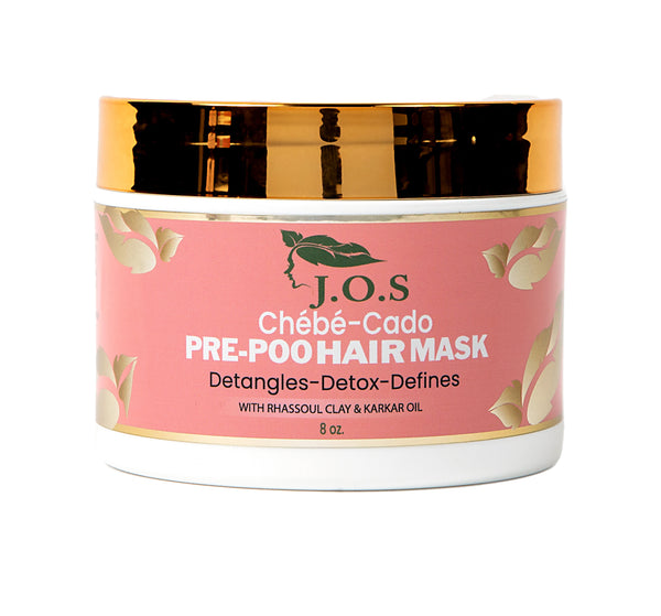 Chébé-Cado Pre-Poo Clay Mask for natural hair, designed to detangle, strengthen, and detoxify curls while prepping for easy styling. Made with Chébé and avocado for hydration and reduced breakage.






