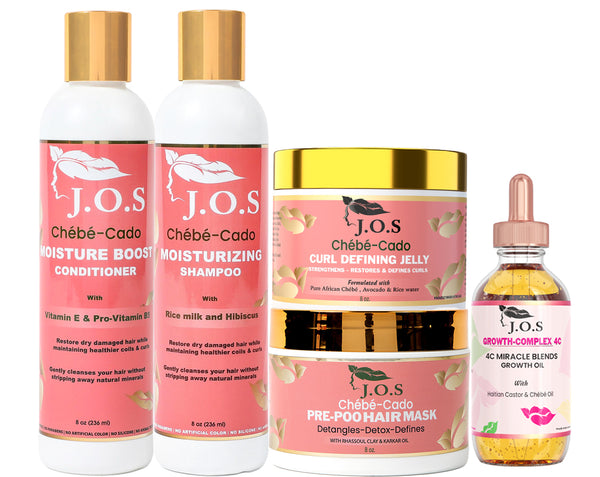 Curl Defining Kit for Curly & 4C Hair – Chebe-Cado Curl Poppin 5-Step Wash Day Set, Natural | J'Organic Solutions