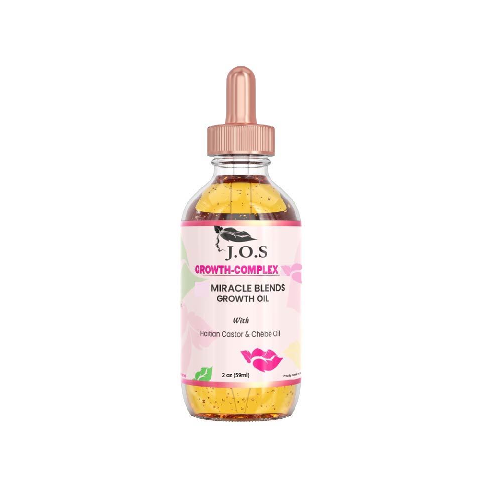 Bottle of Growth Complex Miracle Blends Oil with Haitian Castor Oil and Chebe Oil, designed to stimulate scalp health and promote natural hair growth. Main image
